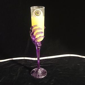 Faux Halloween Champagne Flute w Eyeball  with Resin Drink / Glow‎ in the Dark